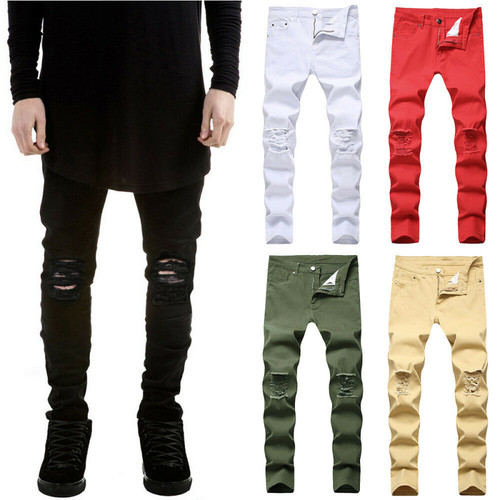 Mens ripped denim jeans - denim, pants